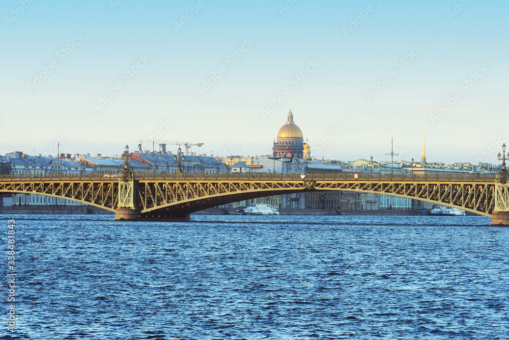 St. Petersburg, Russia, embankment of the Neva river, bridge, St. Isaac's Cathedral