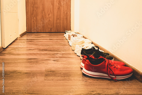 Family shoes at the door