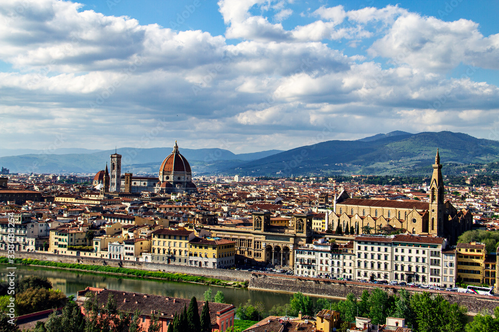 View of Florence City from Piazzale Michelangelo, can view  Santa Maria del Fiore with Red Dome