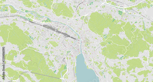 Detailed map of Zurich, Switzerland