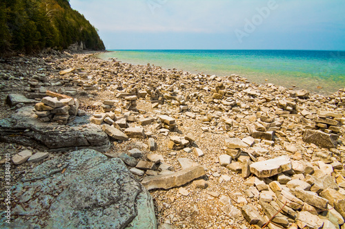 Pieces of Eroded Limestone From The Headlands of Door Bluff, Door Bluff Headlands County Park Ellison Bay, Wisconsin, USA photo