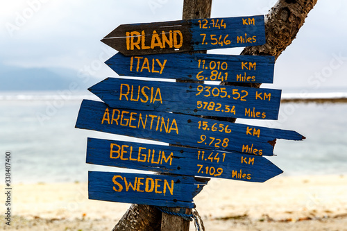 Direction to different places of the world from Indonesia.