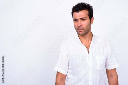 Portrait of stressed Turkish man looking away