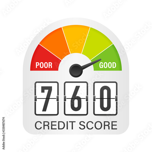 Credit score scale showing good value. Vector stock illustration.