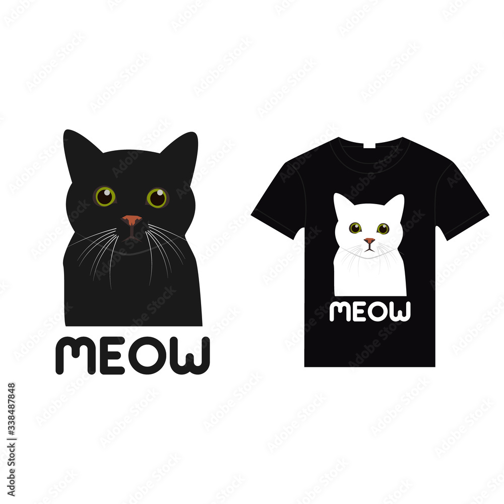 Obraz premium Cat t-shirt design vector. Meow cat t-shirt vector. Cat illustration