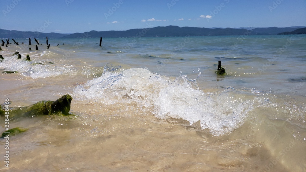 ondas, praia, mar, água, quebrar, 