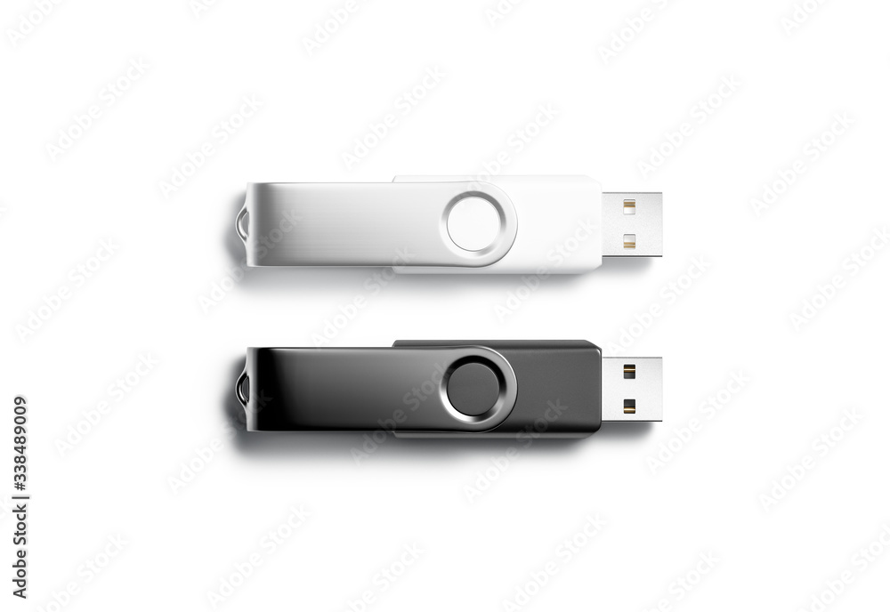 Blank black and white opened usb stick mock up, isolated Blank black and white opened usb stick mock up, isolated