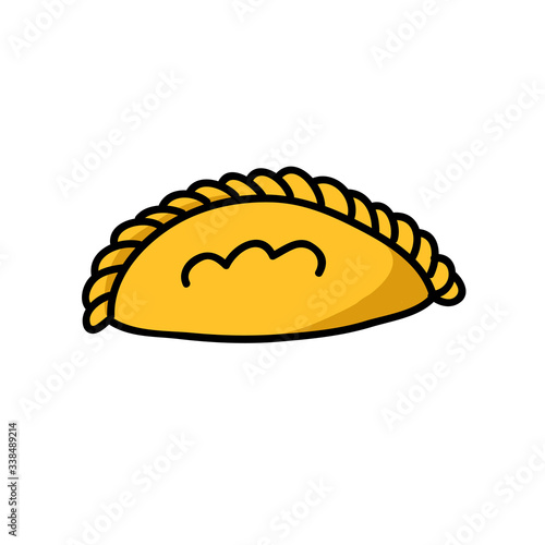empanada doodle icon, vector illustration