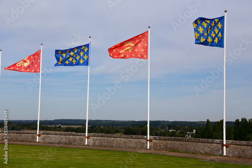 Village and Loire River, Louire Valley  -  Europe, France,  shot from Amboise, Amboise Castle, Chateau d' Amboise, Castle  shot August 2015 photo