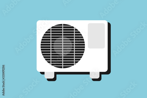 Air condition and air-conditioning - electronic device and unit is producing cool air - refrigeration. Vector illustration with plain background