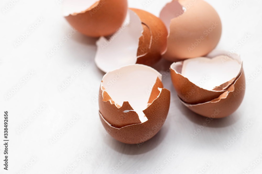 Eggshell on white background, eggs isolated Eggshell on white background, eggs isolated