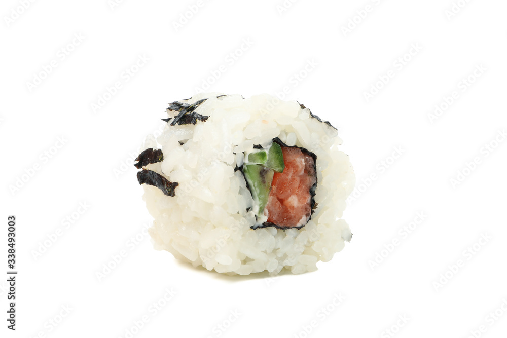 Delicious sushi roll isolated on white background Delicious sushi roll isolated on white background