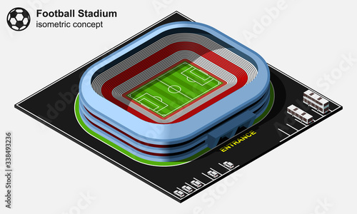 Isometric football/soccer stadium vector illustration isolated on white background.