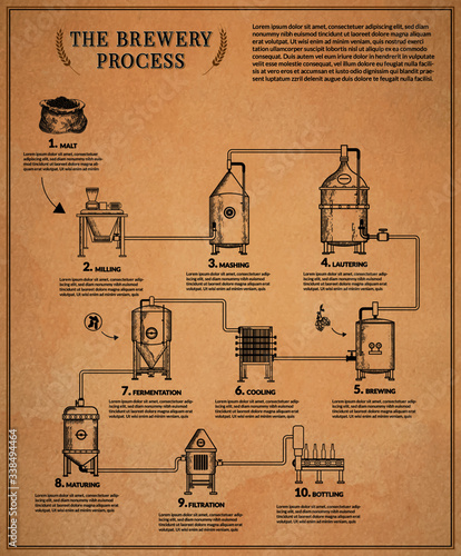 Brewery infographic - Illustration of the brewery process.