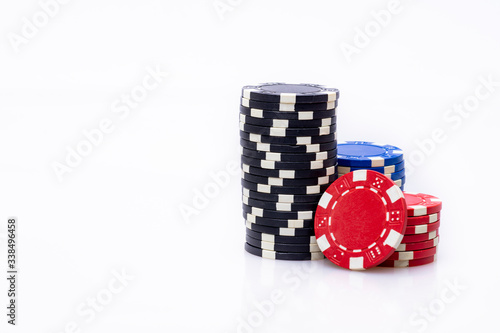 Casino chips on white background isolated