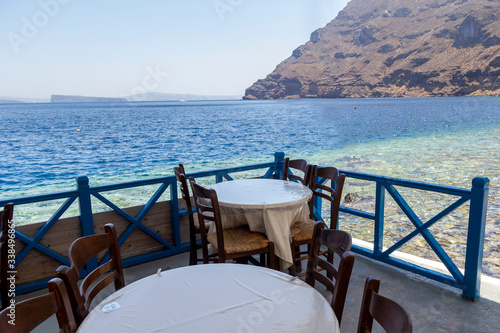 restaurant on the sea in kameni santorini