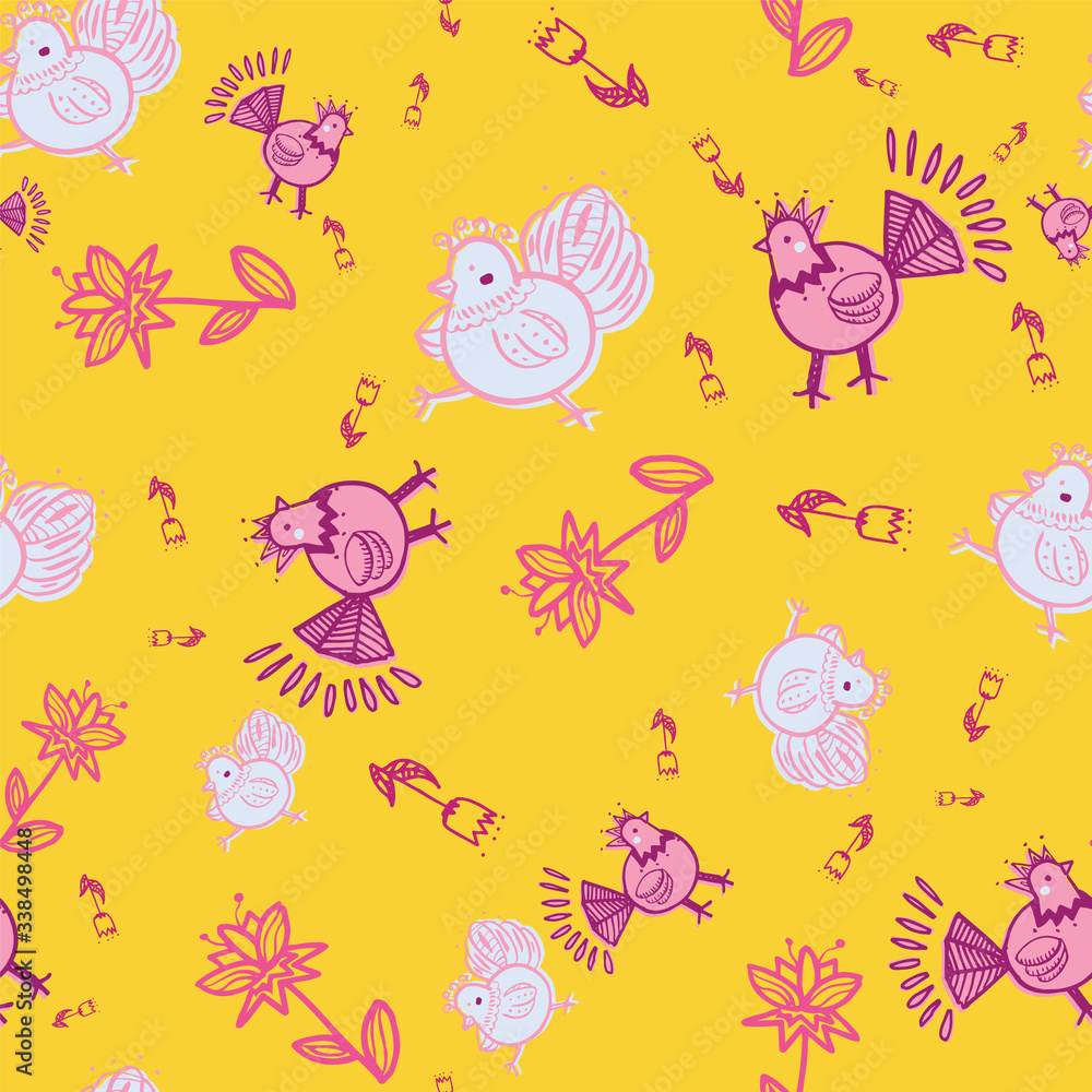 chicken folklore seamless patterns chicken folklore seamless patterns