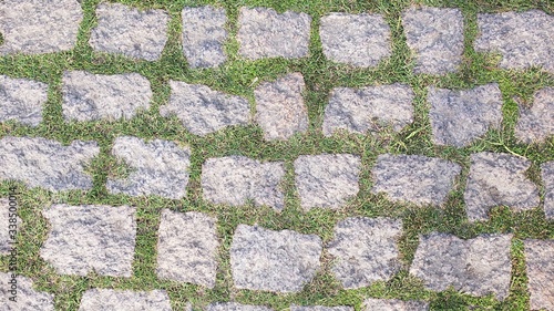 acesso, pedras, grama, rua, 