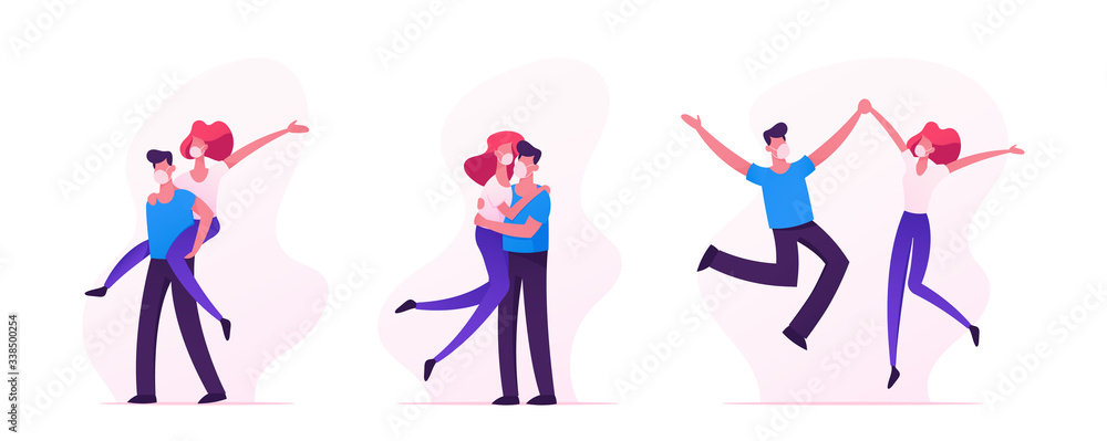 Loving Couple Romantic Relations during Covid 19 Quarantine. Man Woman ...