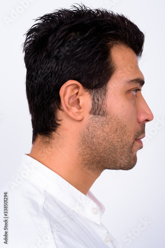 Closeup profile view of handsome Turkish man
