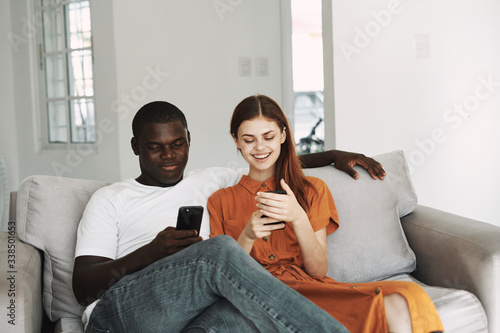 young couple watching tv