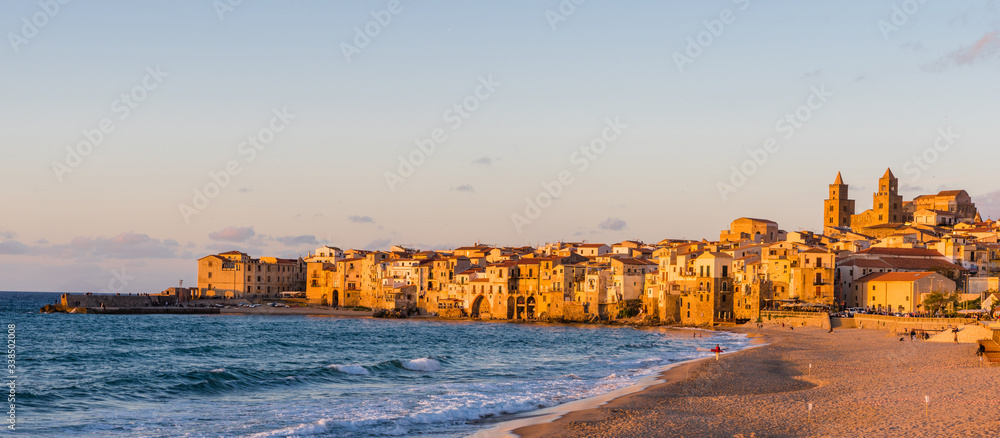Cefalù at sunset– Sicily; Italy