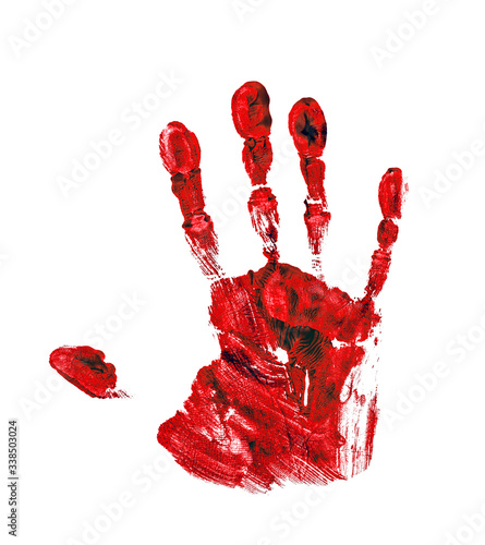 Obraz na plátně Red hand print isolated on white background