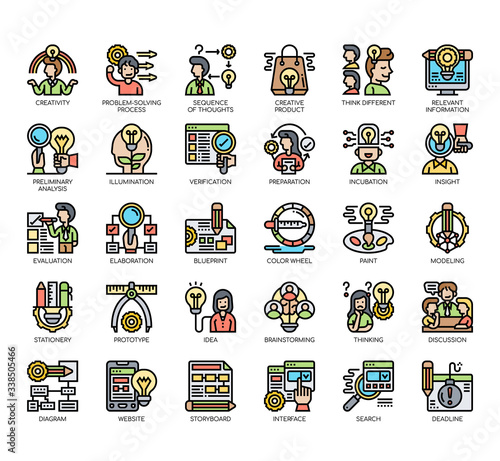Set of creative process thin line and pixel perfect icons for any web and app project.