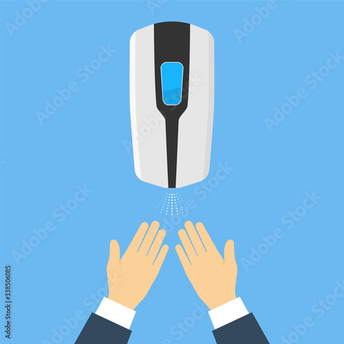 Hand wash. Hand sanitizer. Rubbing alcohol. Wall mounted soap dispenser