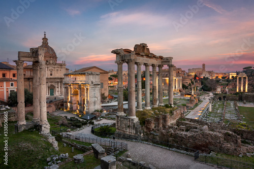 The Roman Forum in Rome, Italy. Second version with the lights on.