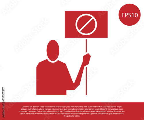 Red Nature saving protest icon isolated on white background. Earth planet protection, environmental issues demonstration.  Vector Illustration