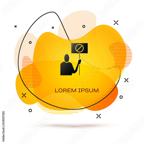 Black Nature saving protest icon isolated on white background. Earth planet protection, environmental issues demonstration. Abstract banner with liquid shapes. Vector Illustration