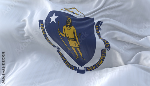 Flag of american state of Massachusetts, region of the United States