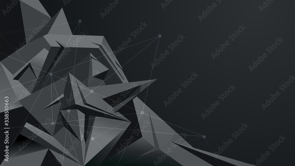 Triangles black background, low poly wallpaper, crystals backdrop, vector design Triangles black background, low poly wallpaper, crystals backdrop, vector design