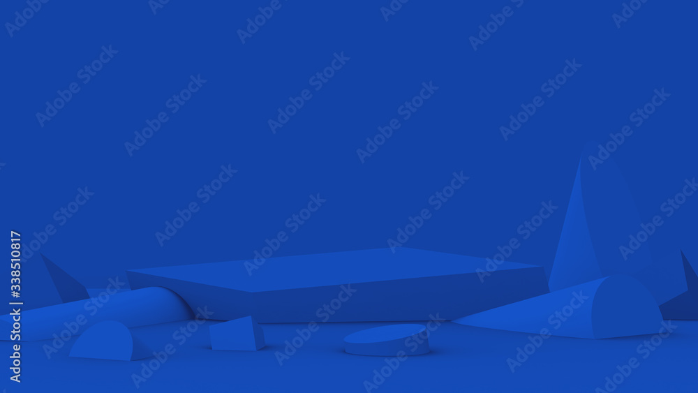 3d blue scene modern minimal design in studio background. Abstract 3d geometric shape object illustration render. Display for fashion and technology product. 3d blue scene modern minimal design in studio background. Abstract 3d geometric shape object illustration render. Display for fashion and technology product.
