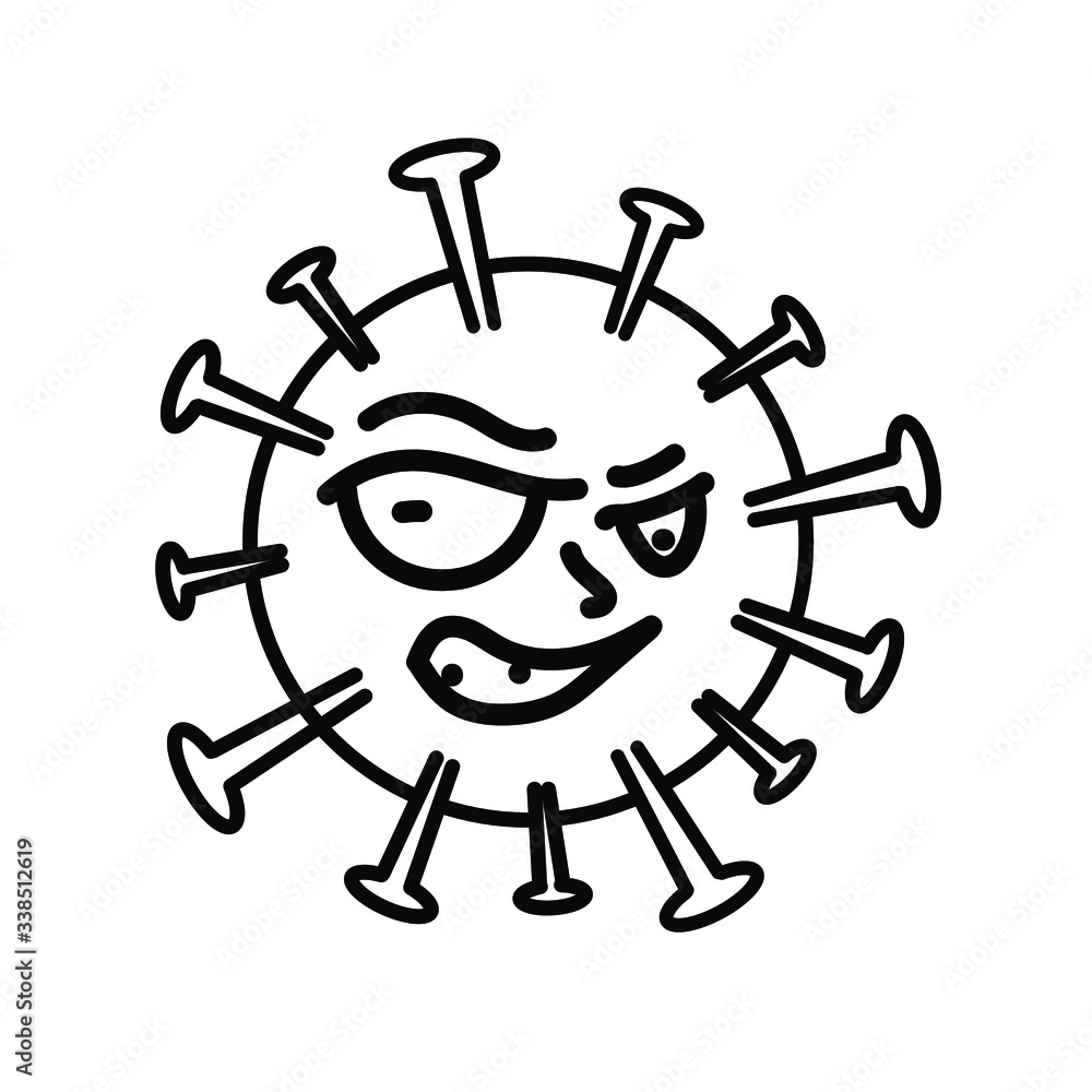evil coronavirus bacterium with eyes and mouth. Covid-19 2019-ncov infection with an angry face on white bacrgound. Simple vector illustration
evil coronavirus bacterium with eyes and mouth. Covid-19 2019-ncov infection with an angry face on white bacrgound. Simple vector illustration