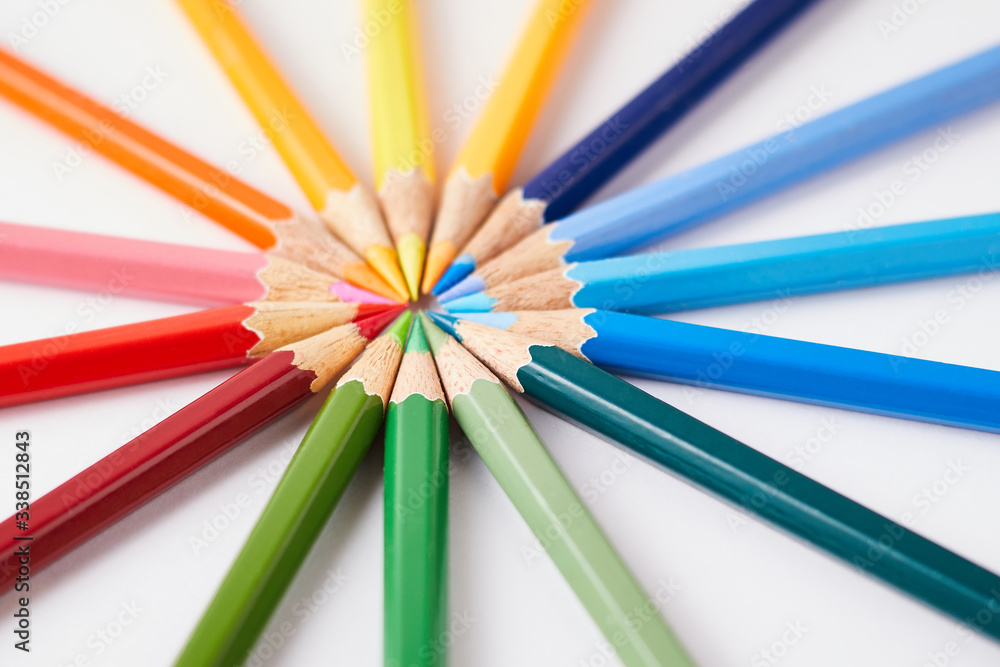 Color pencils on white background. Color pencils on white background.