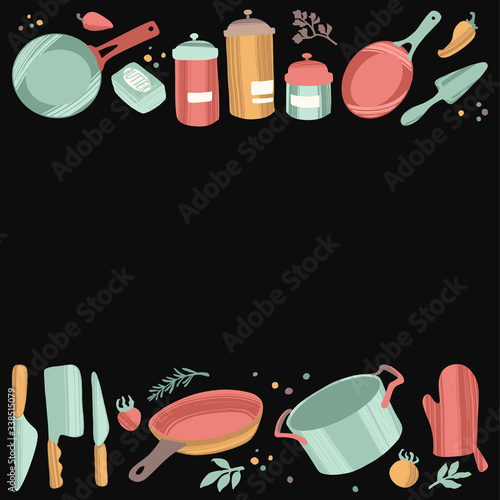 Kitchen tools. Kitchenware and cooking baking utensils.