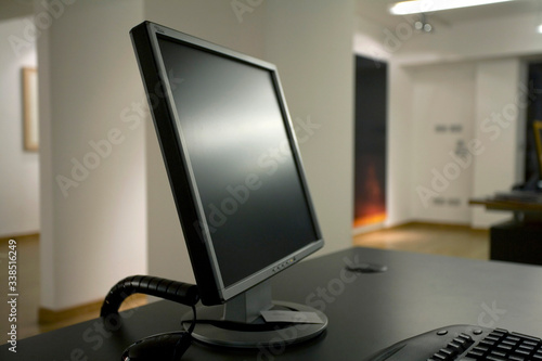 computer screen in empty office