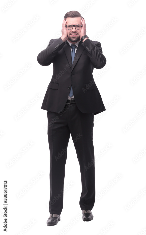 full length .concerned businessman . isolated on white full length .concerned businessman . isolated on white