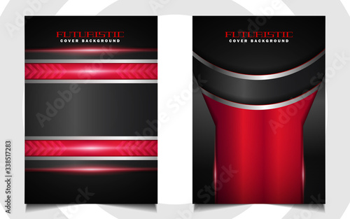Abstract futuristic cover a4 background template with red technology style concept on black shapes. Modern layout vector design can use banner gaming, presentation business sport, automotive event