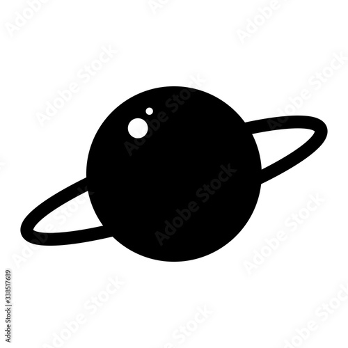 Planet Saturn with planetary ring system flat vector icon for astronomy apps and websites.