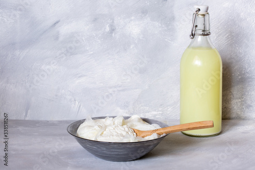 Milk serum. Whey from homemade cottage cheese.