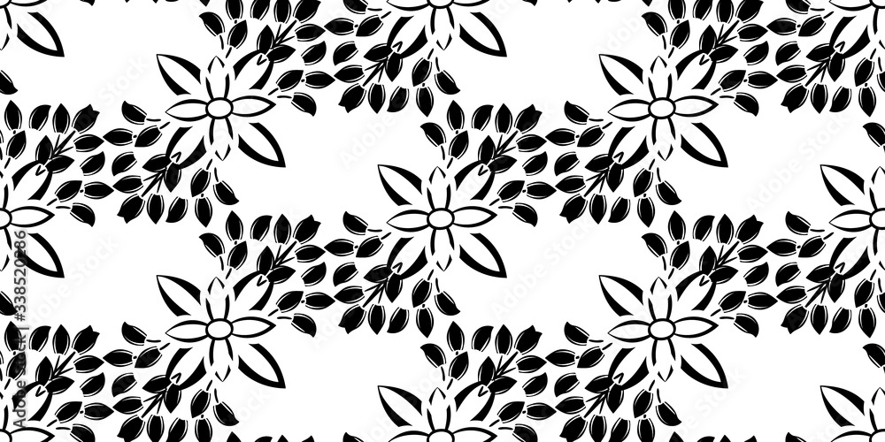 Obraz premium Flower damask ornate seamless pattern. Vector surface design for fabric, apparel textile, book, interior, wallpaper background