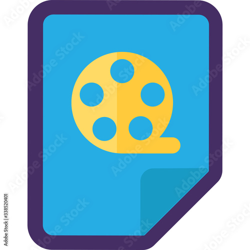 Video File Icon, Flat Film Reel Button Design