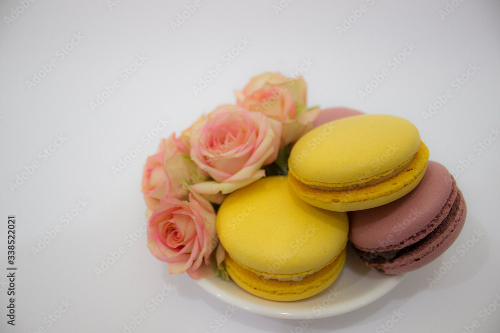 Cake macaroons with pink flowers
Cake macaroons with pink flowers