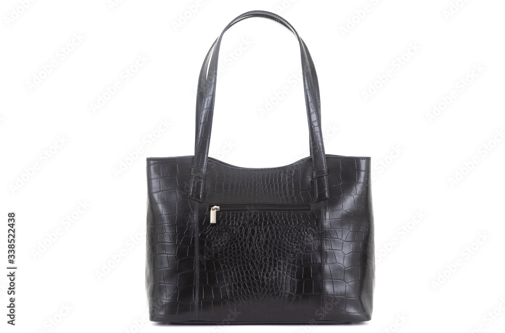 women black leather bag isolated on white background women black leather bag isolated on white background
