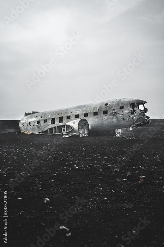 wrack airplane on the beach  photo