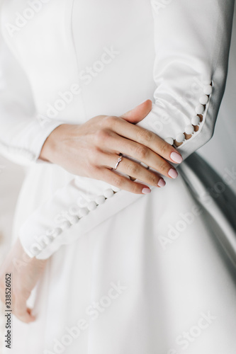 wedding ring on the hand of the bride