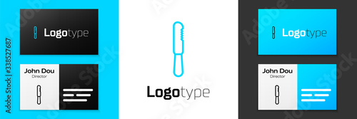 Grey line Disposable plastic knife icon isolated on white background.  Vector Illustration